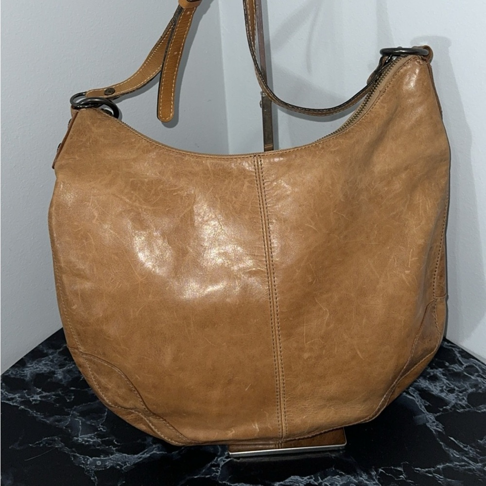 Frye Melissa Scooped Hobo Leather Large Bag Beige AUTHENTIC -LIKE NEW - Picture 9 of 12